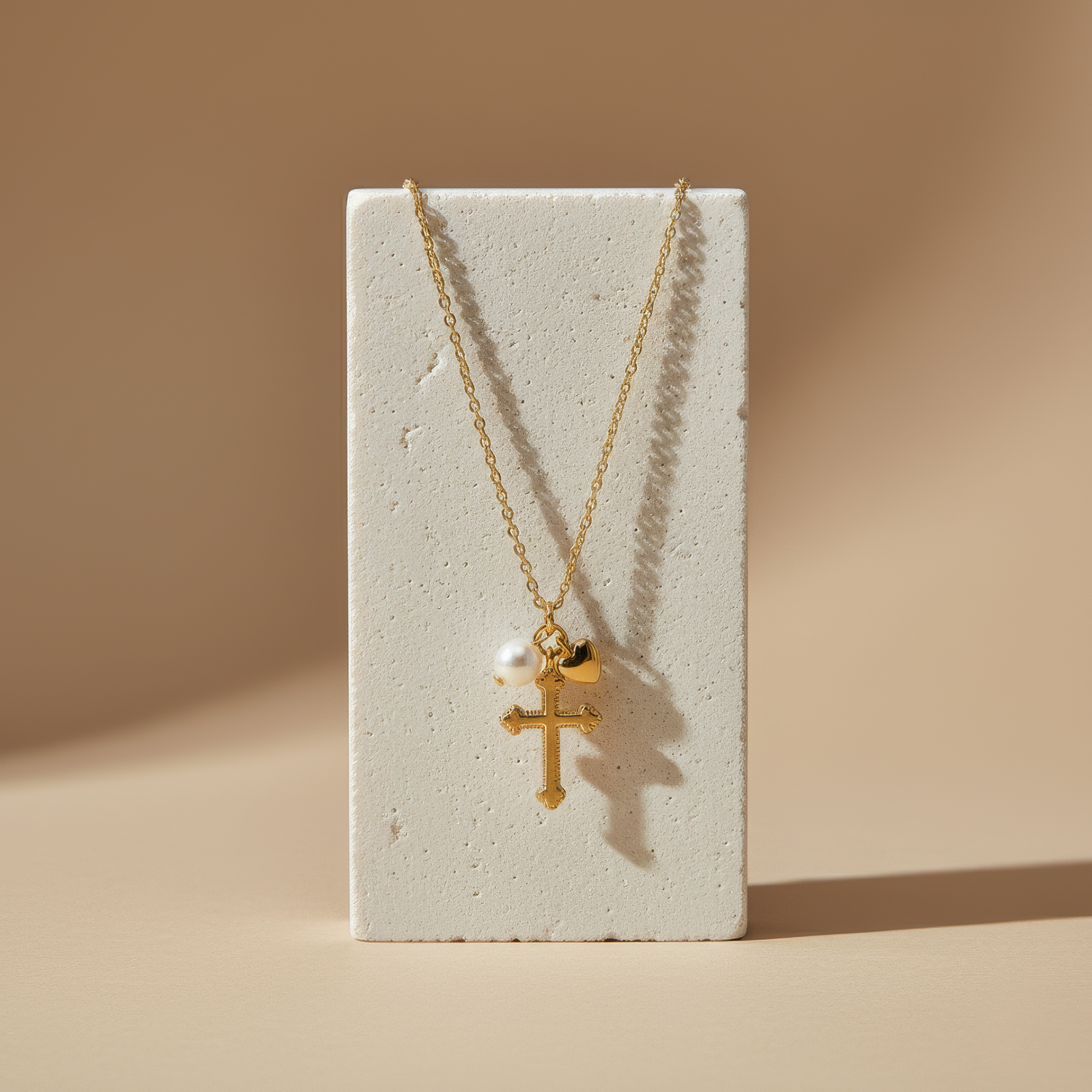 Triple Charm Cross Necklace