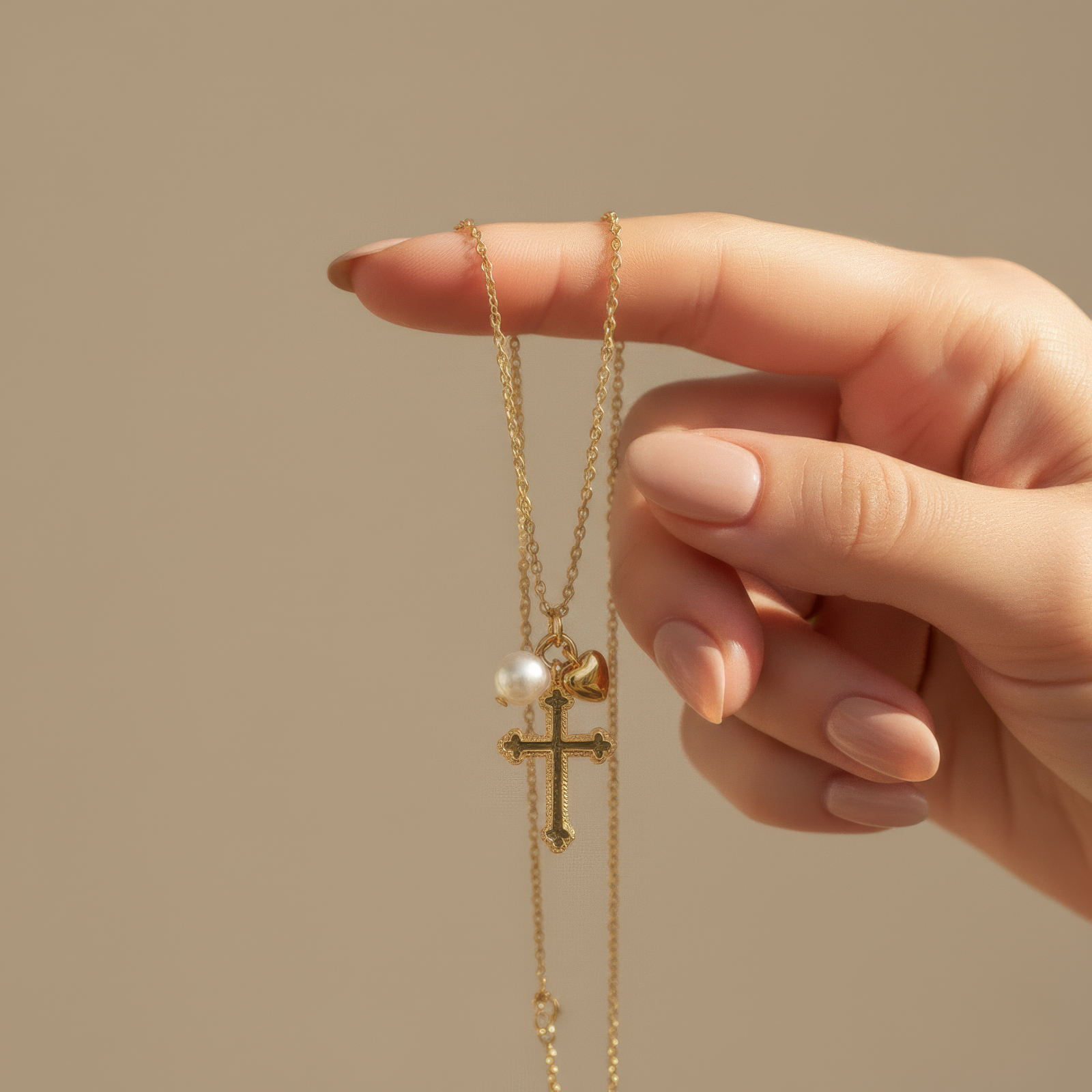 Triple Charm Cross Necklace