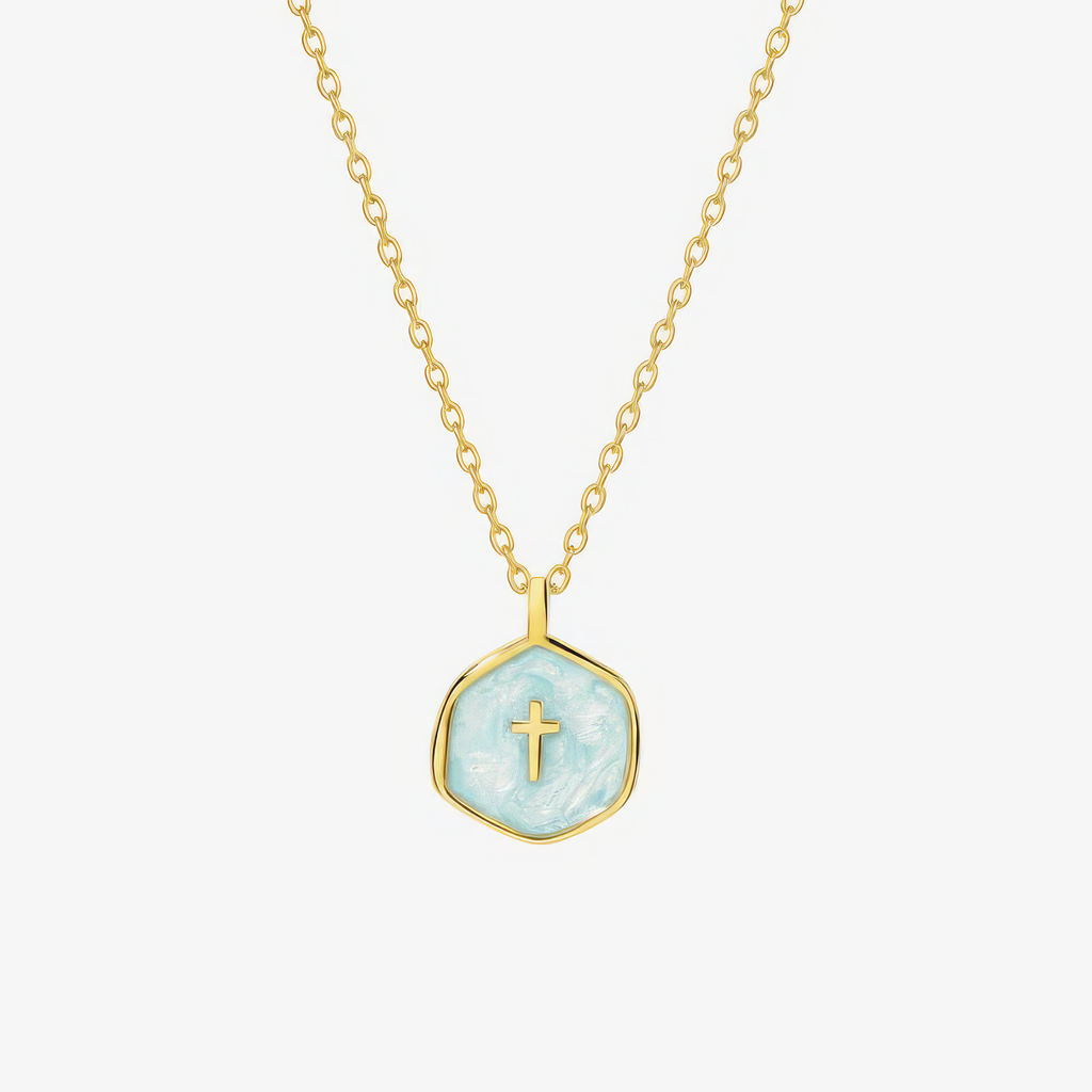 Mini Pearl Cross Necklace