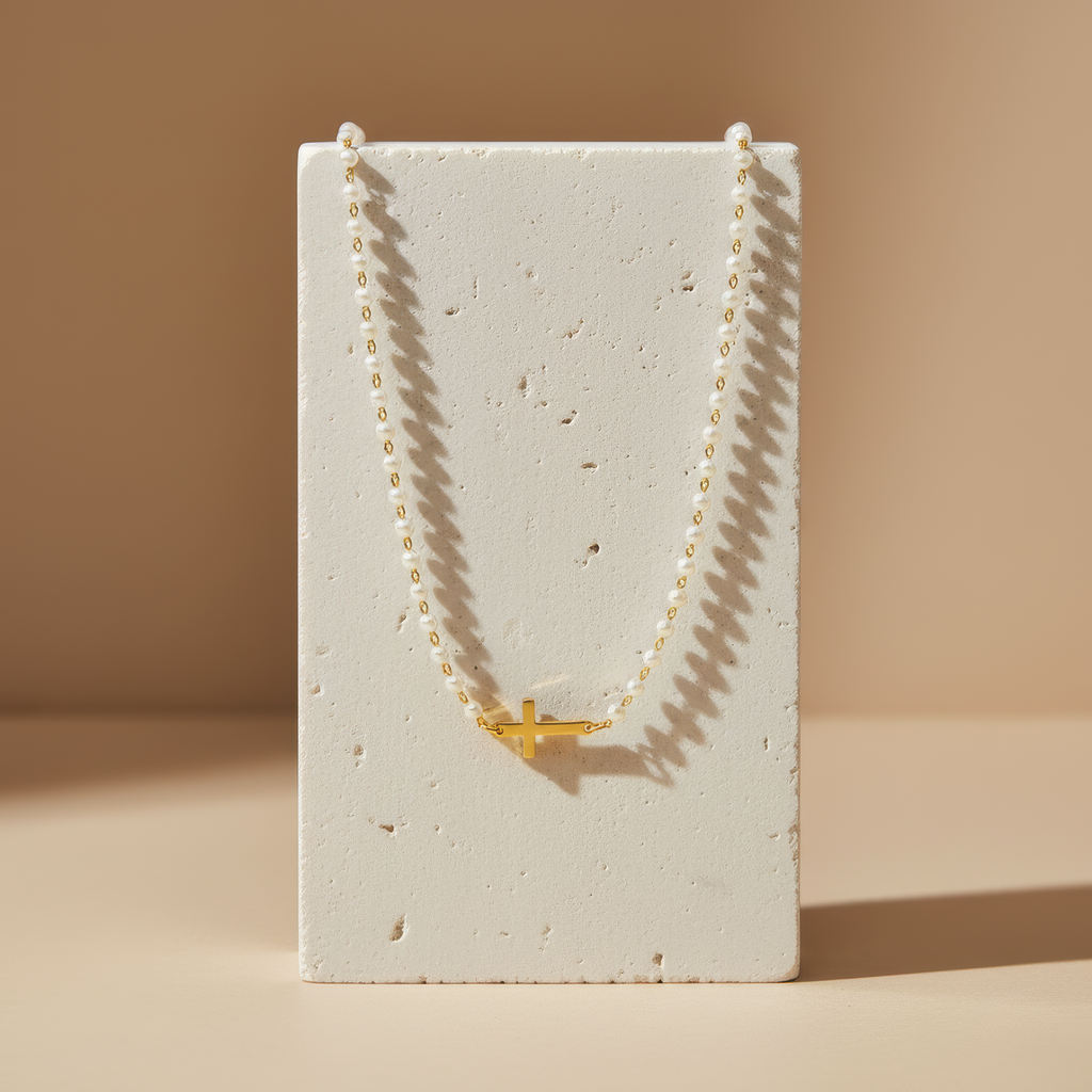 Freshwater Pearl Cross Necklace