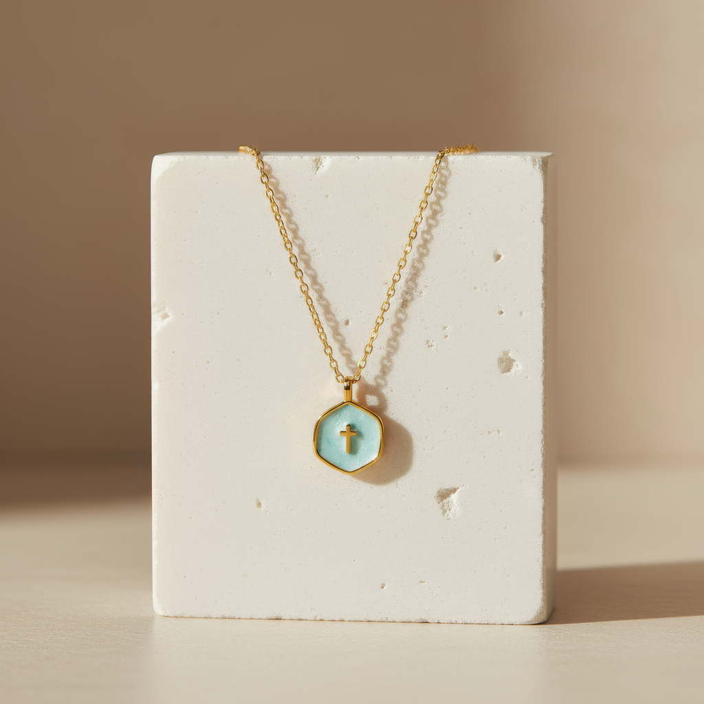 Mini Pearl Cross Necklace