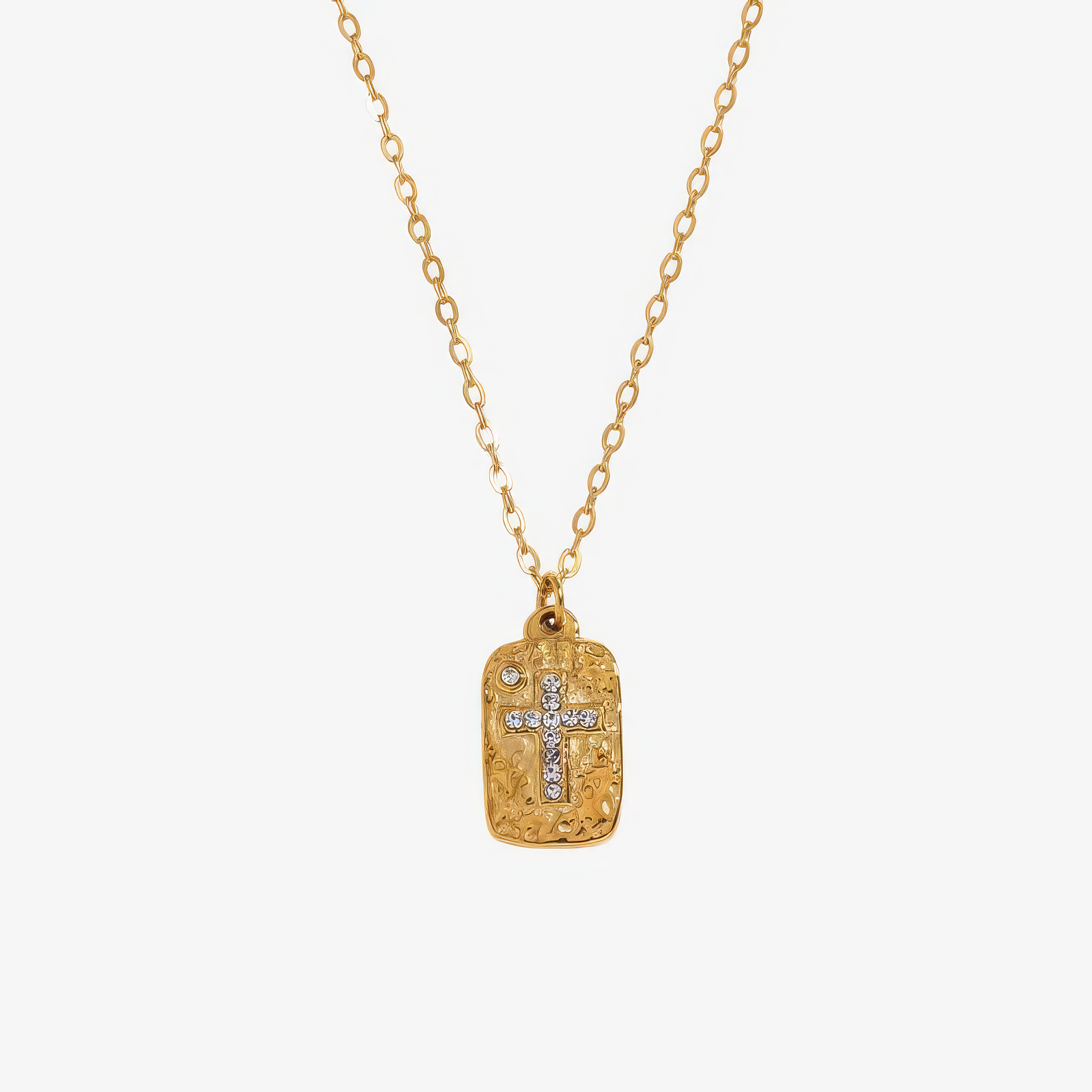 Textured Cross Necklace