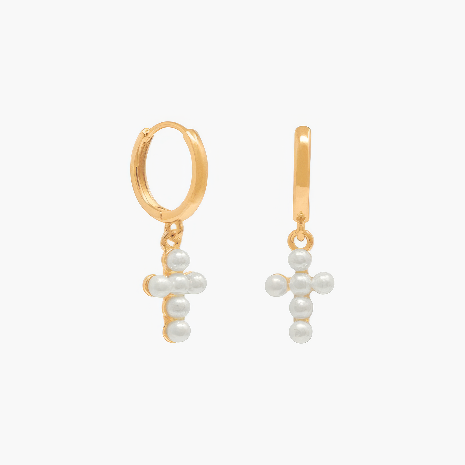 Pearl Cross Hoops