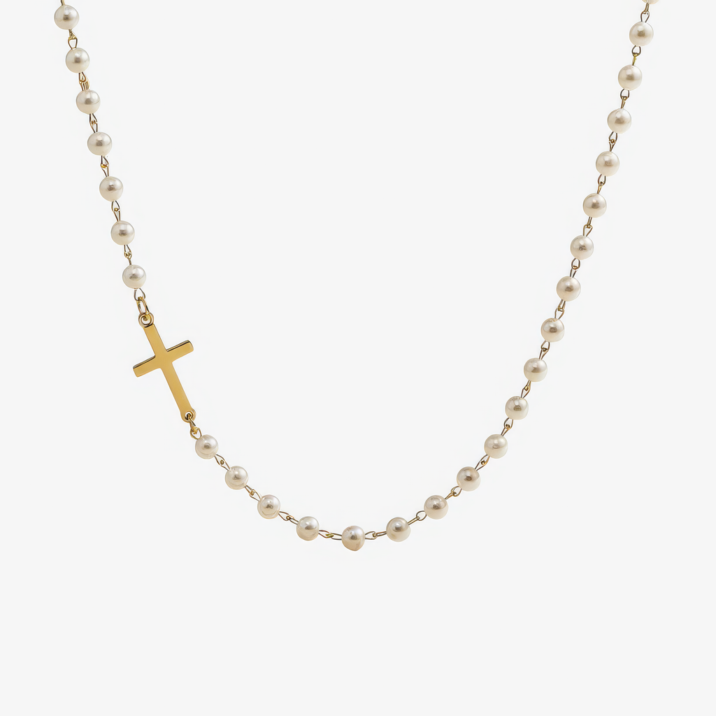 Freshwater Pearl Cross Necklace
