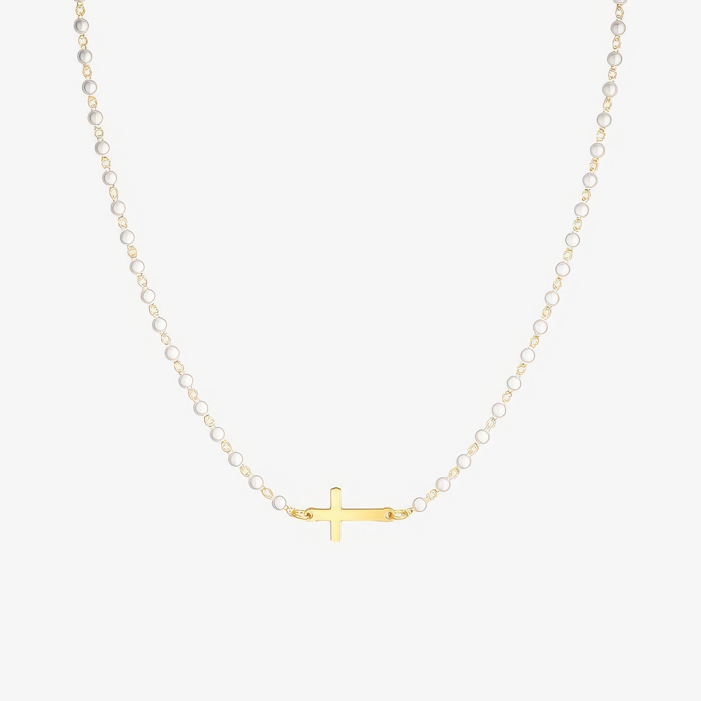 Freshwater Pearl Cross Necklace