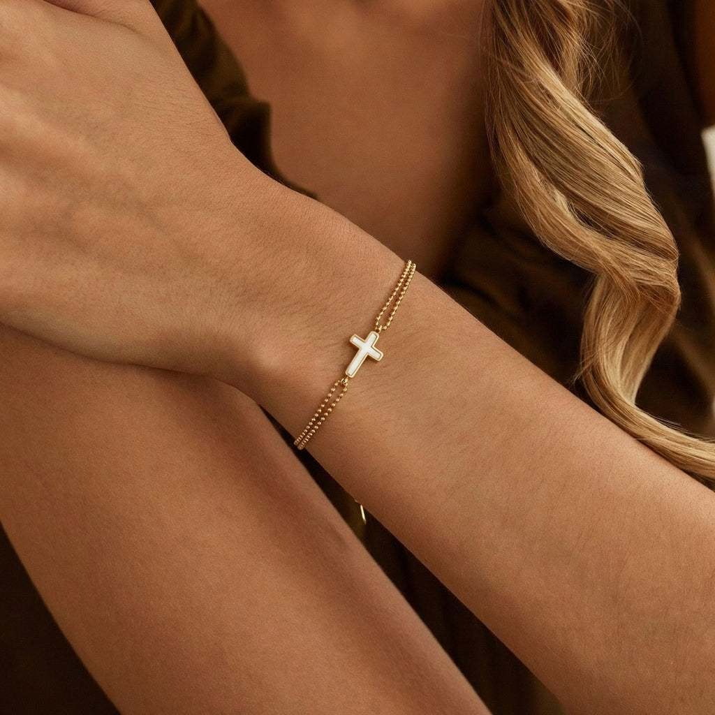 Pearl Cross Bracelet