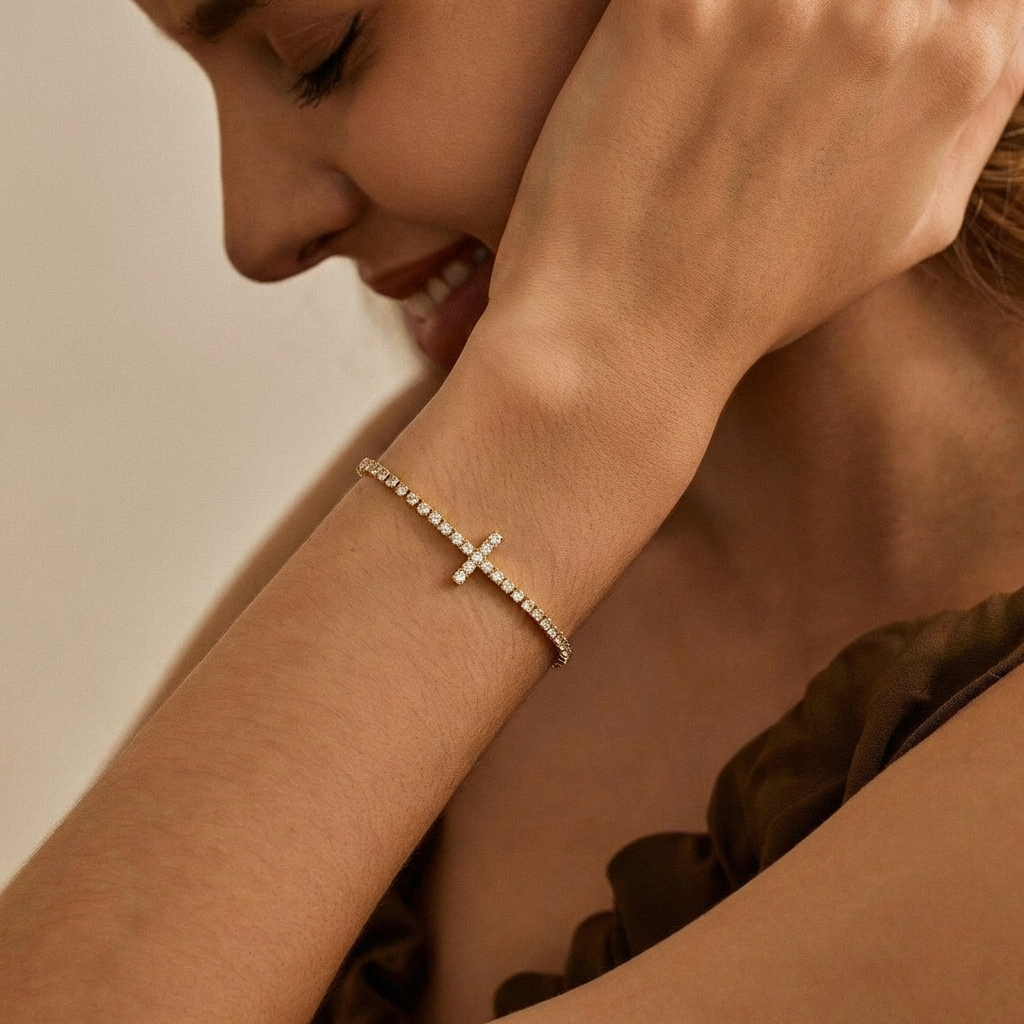 Cross Tennis Bracelet