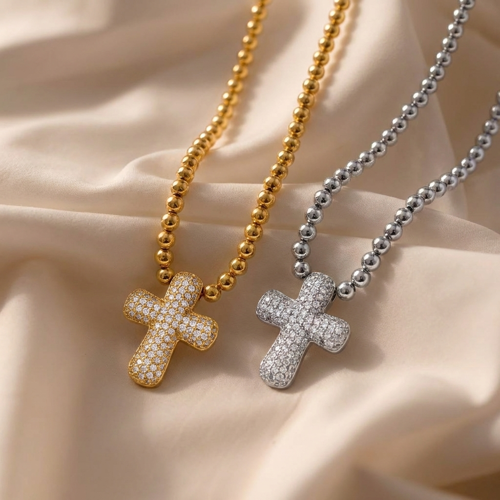 Bubble Cross Necklace