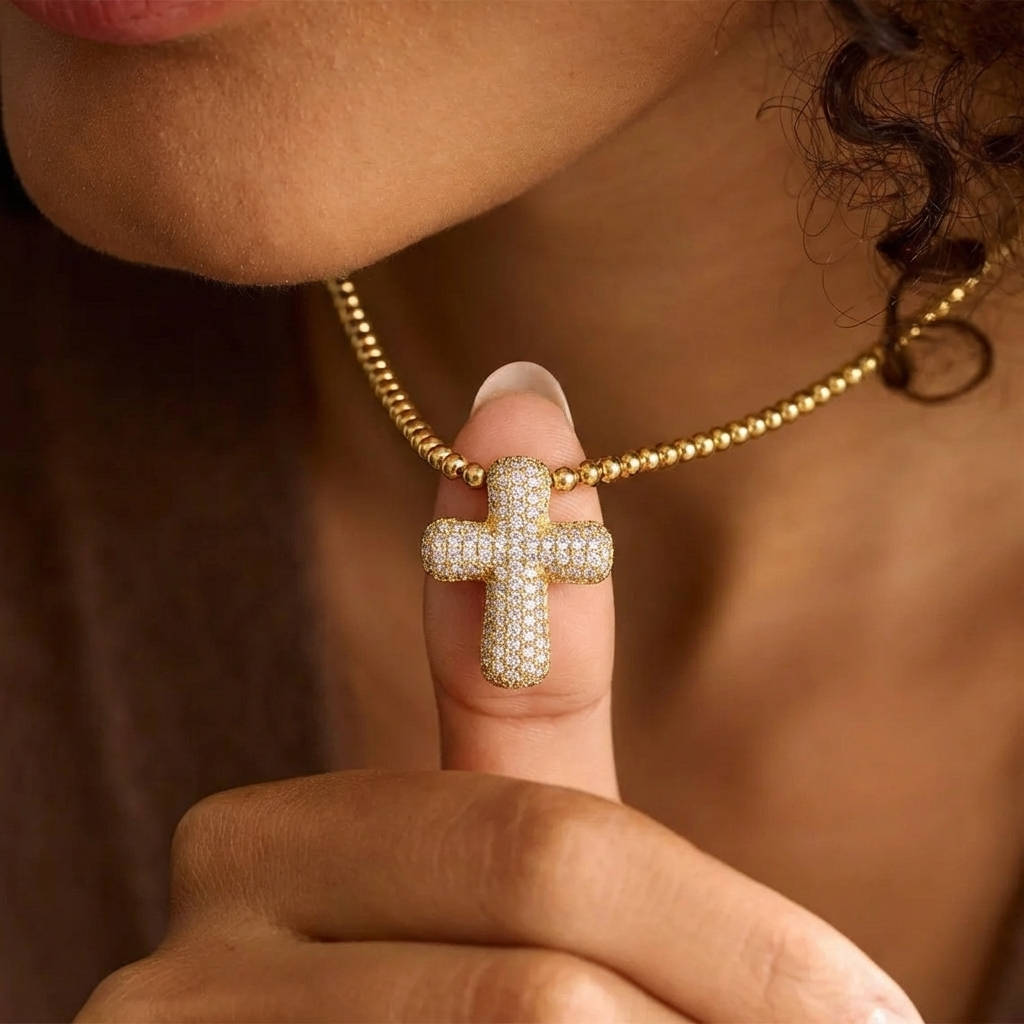 Bubble Cross Necklace