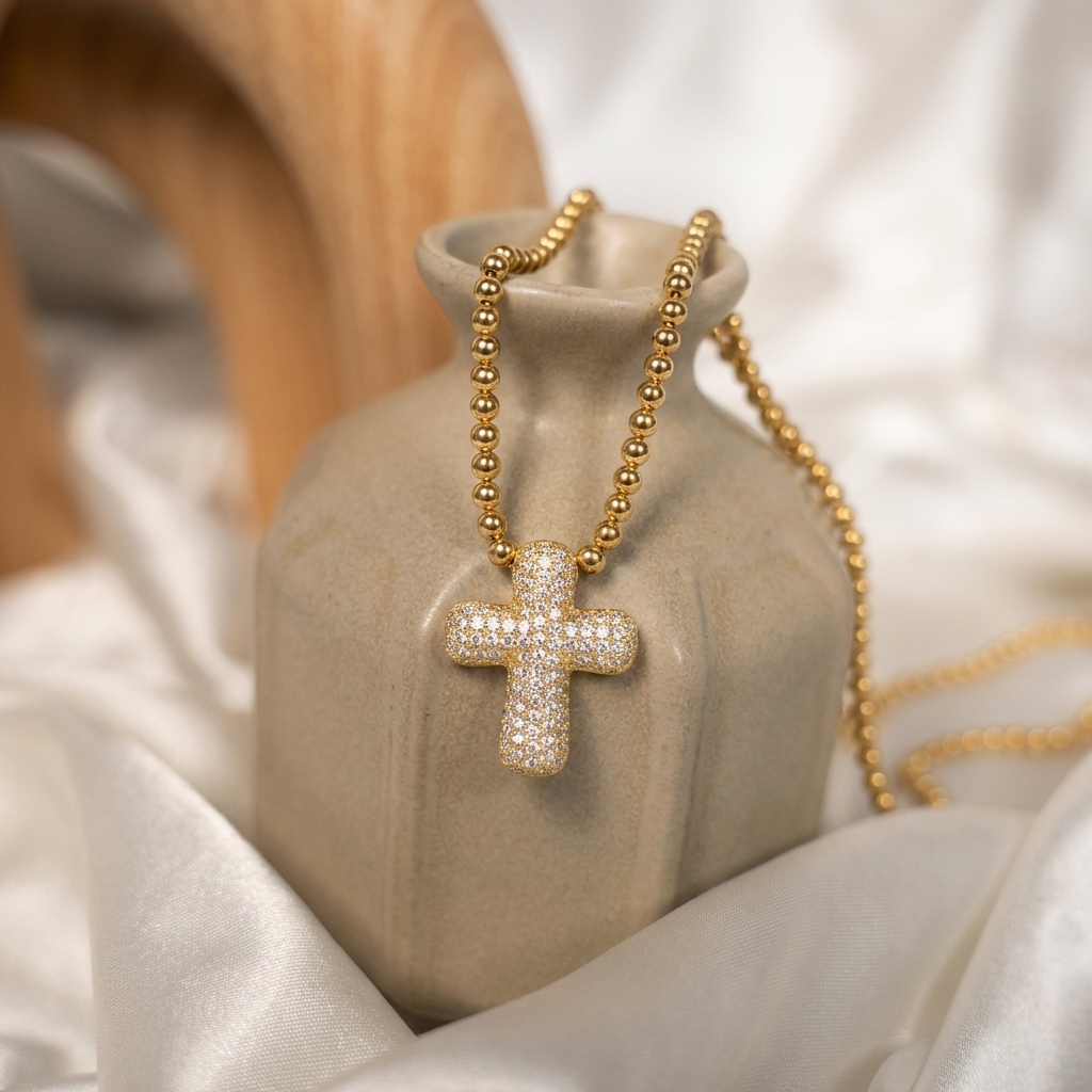 Bubble Cross Necklace