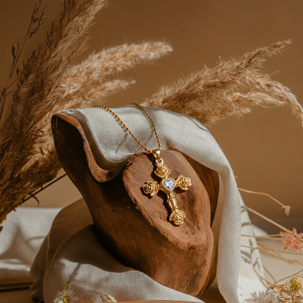 Rose Cross Necklace