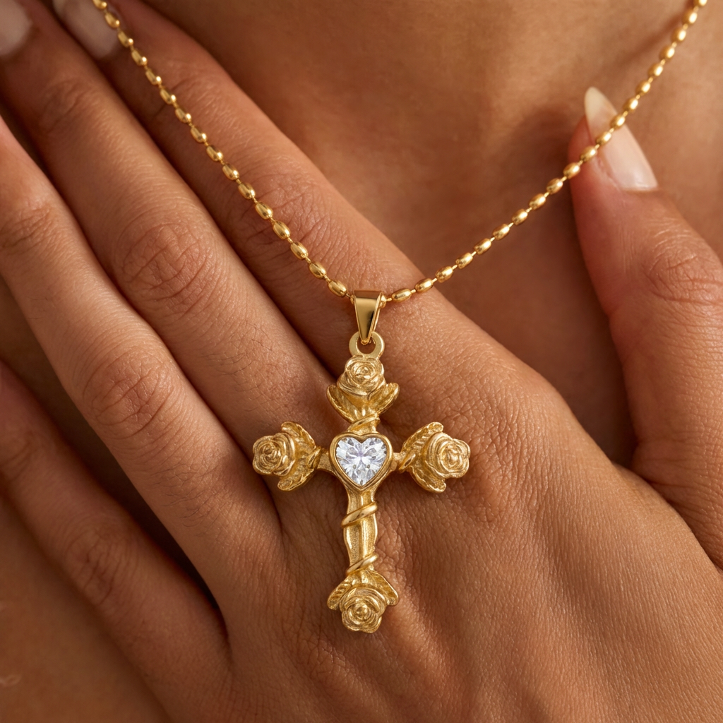 Rose Cross Necklace