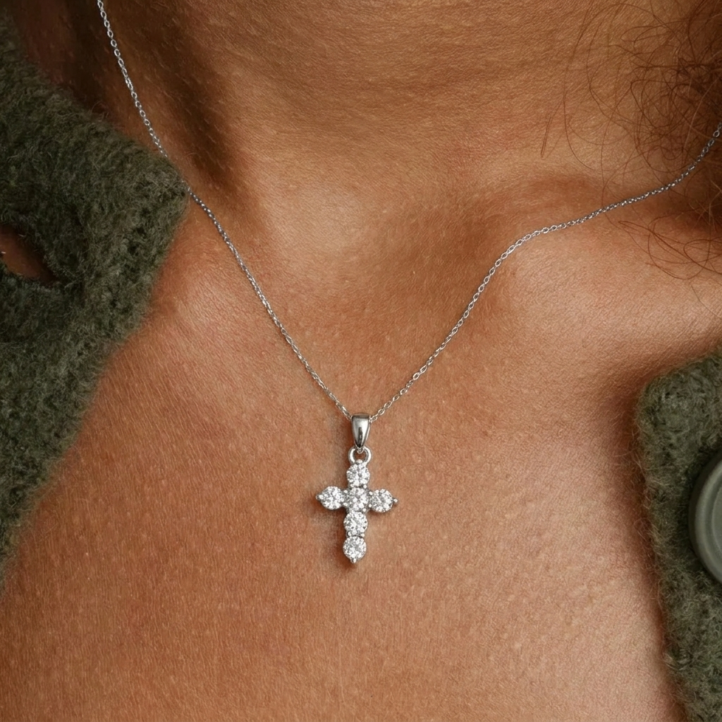 Dainty Crystal Cross Necklace