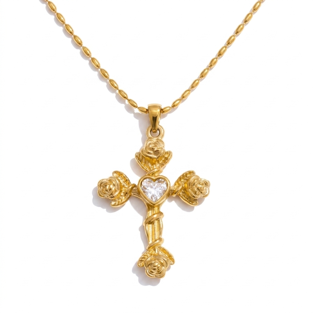 Rose Cross Necklace