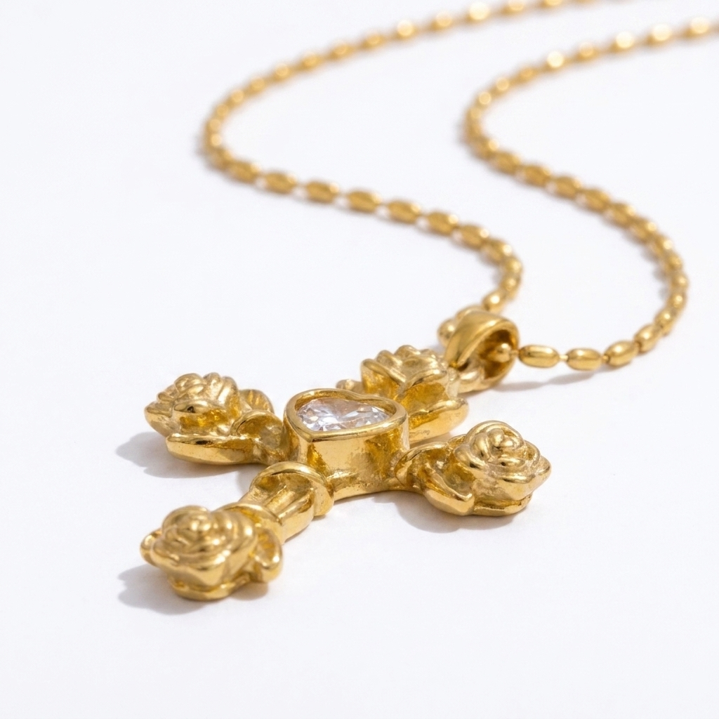 Rose Cross Necklace
