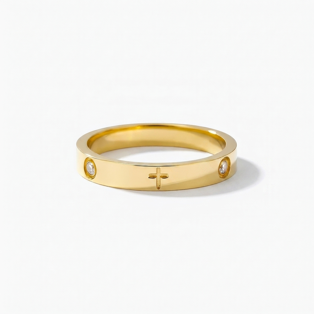 Crystal Cross Ring