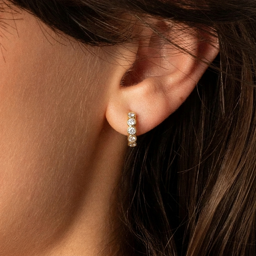 Crystal Huggie Hoops