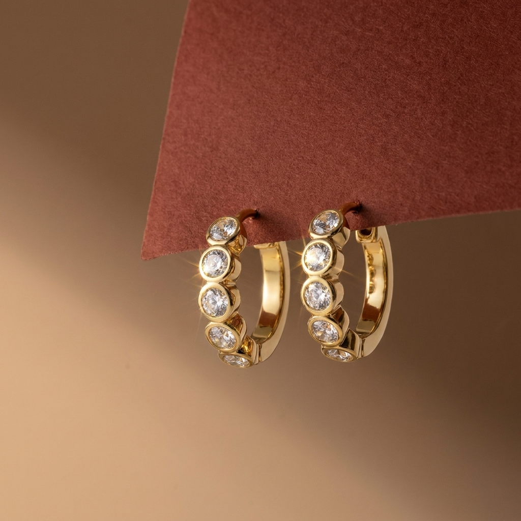 Crystal Huggie Hoops