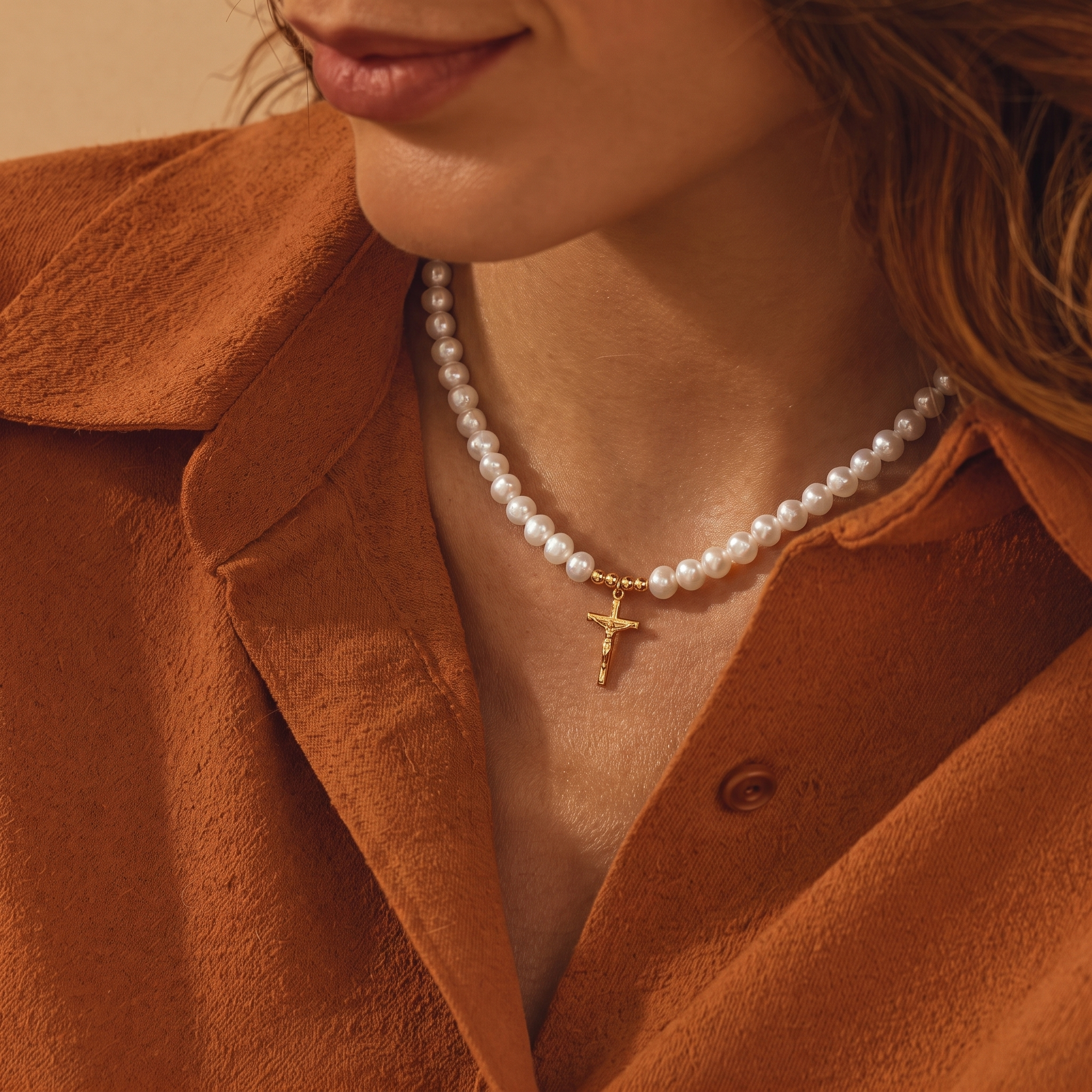 Pearl Crucifix Necklace
