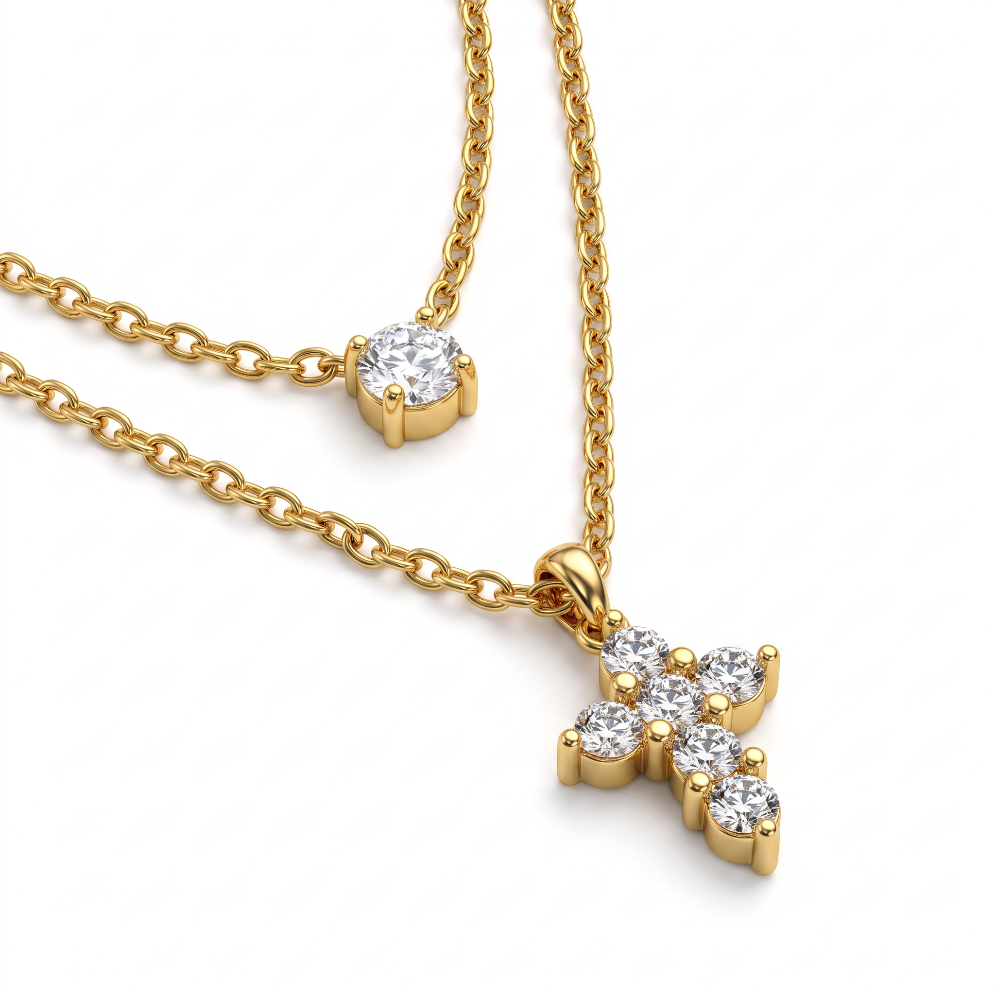 Crystal Cross Layered Necklace