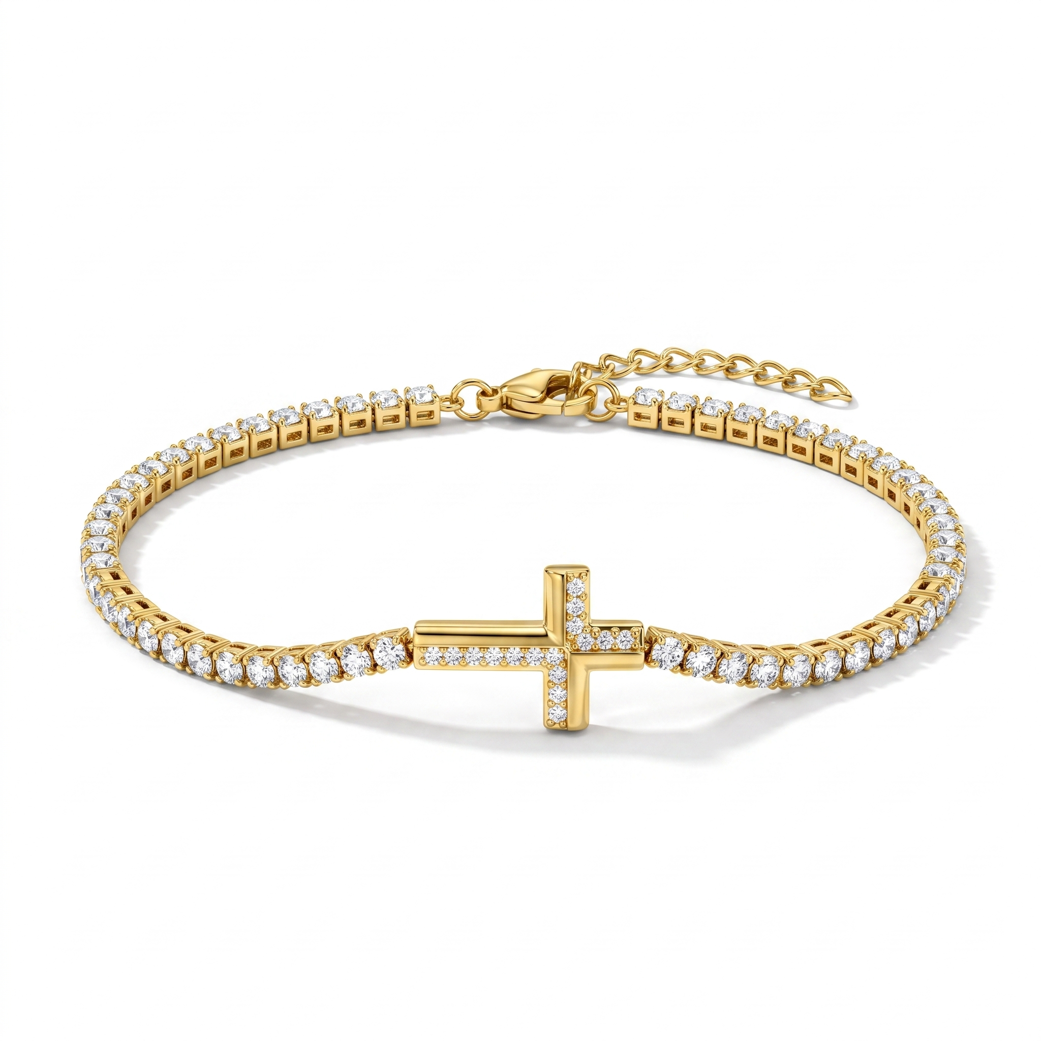 Pave Tennis Cross Bracelet