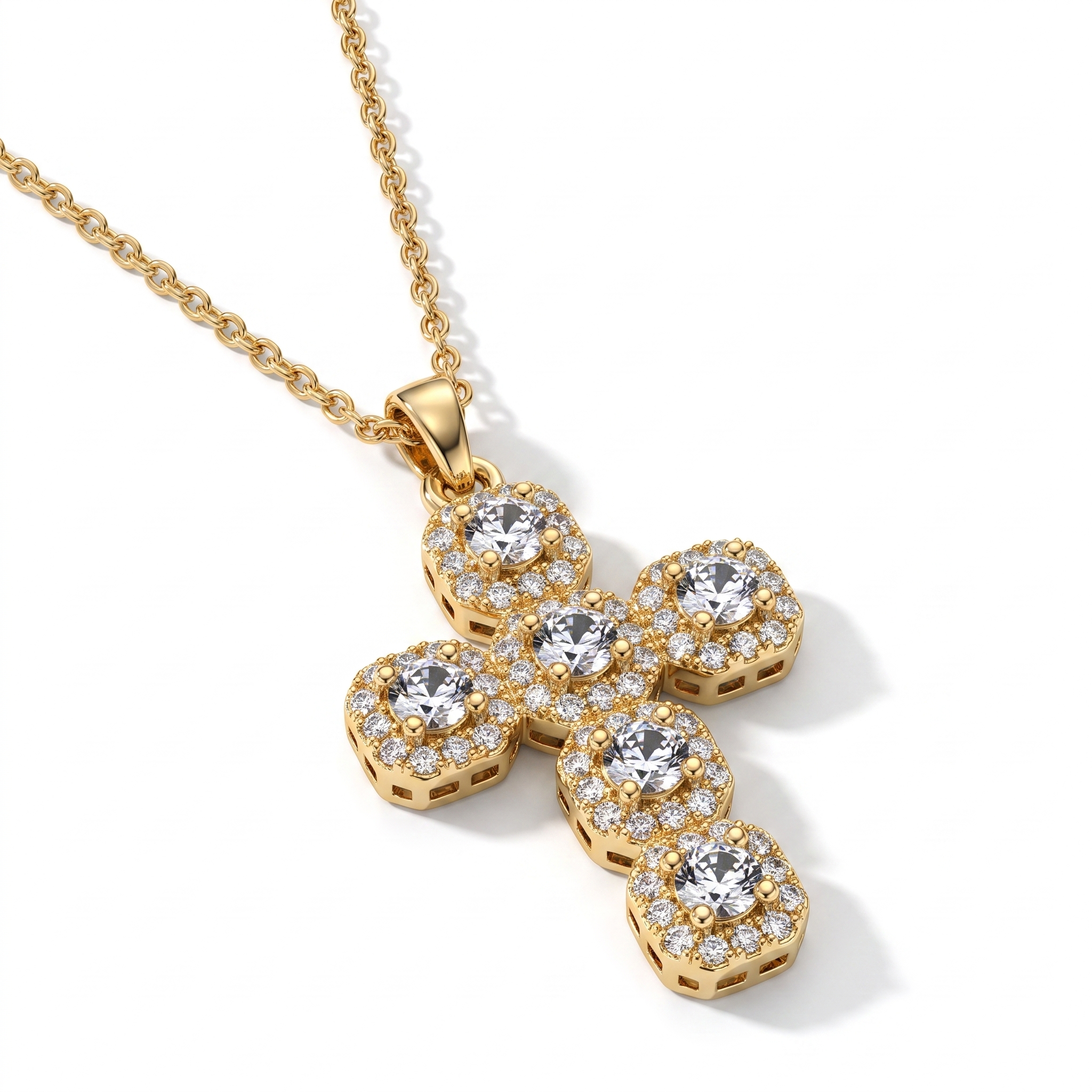 Crystal Cluster Cross Necklace