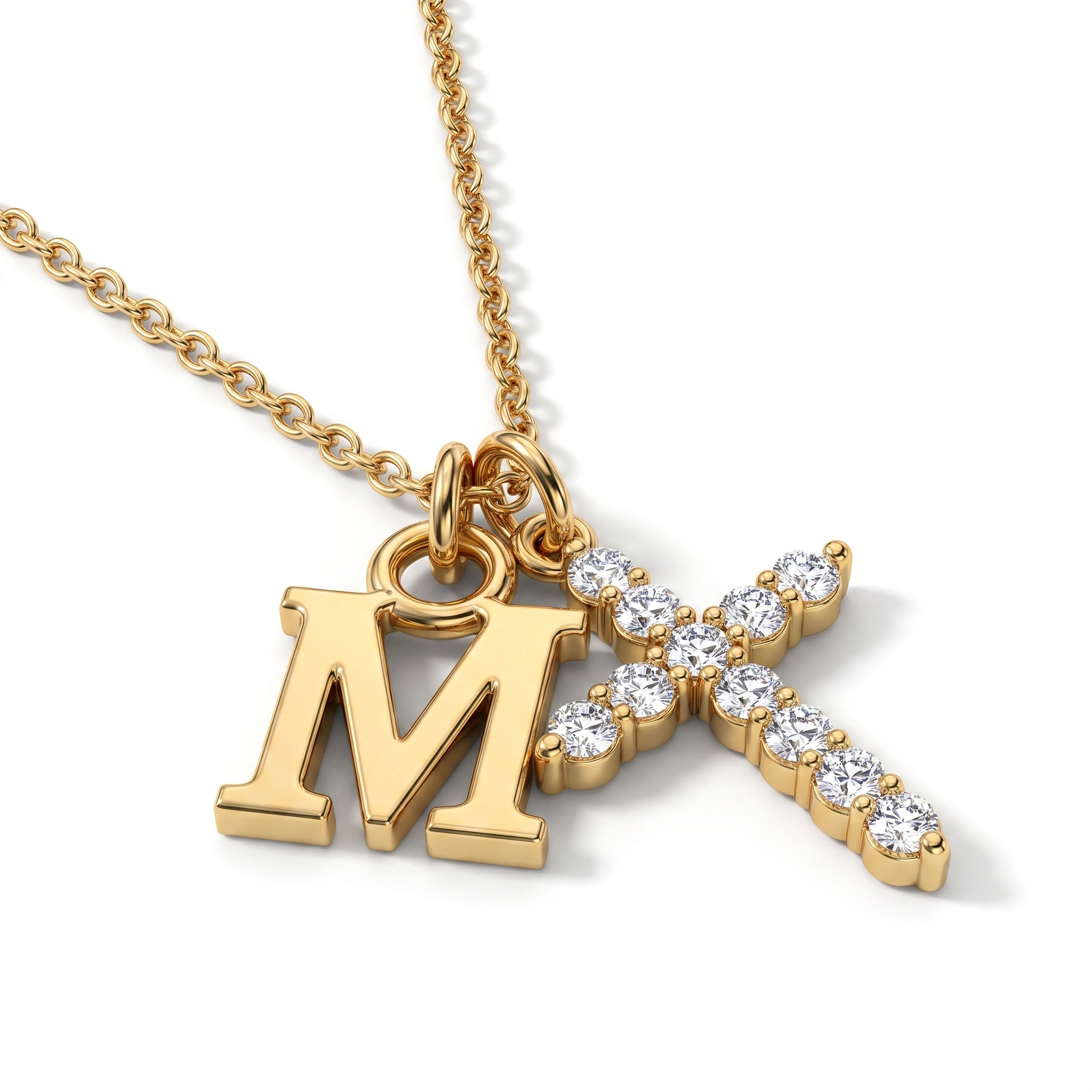 Initial Crystal Cross Necklace