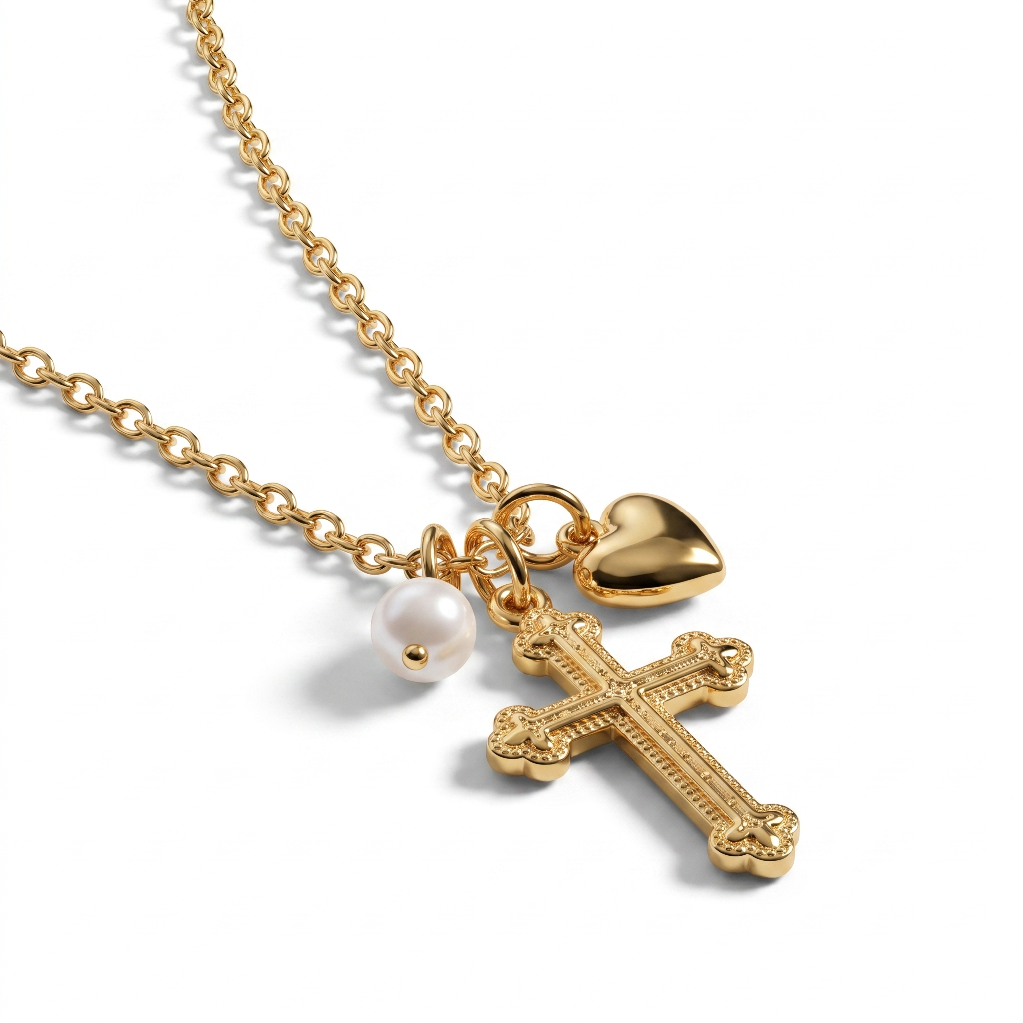 Triple Charm Cross Necklace