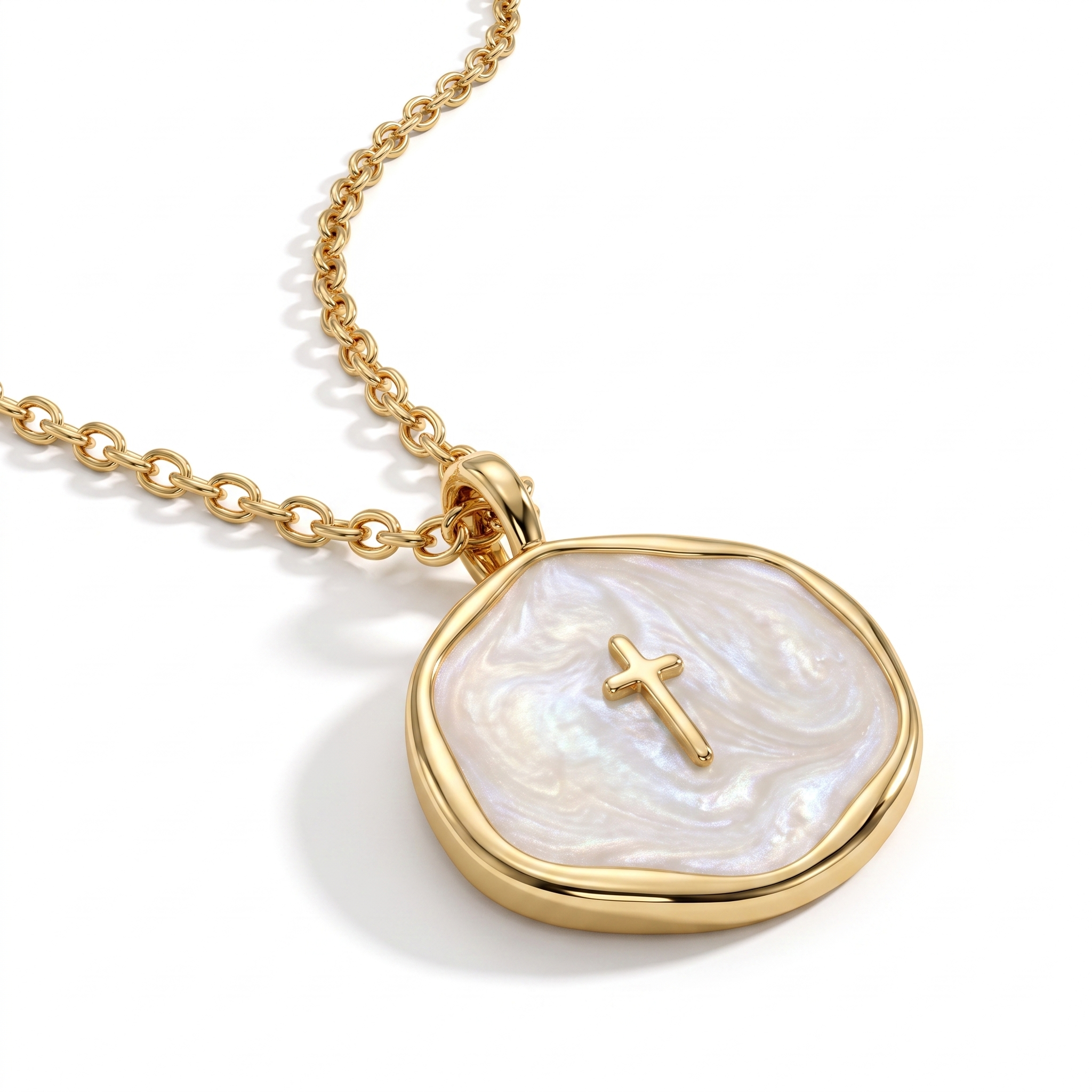 Mini Pearl Cross Necklace