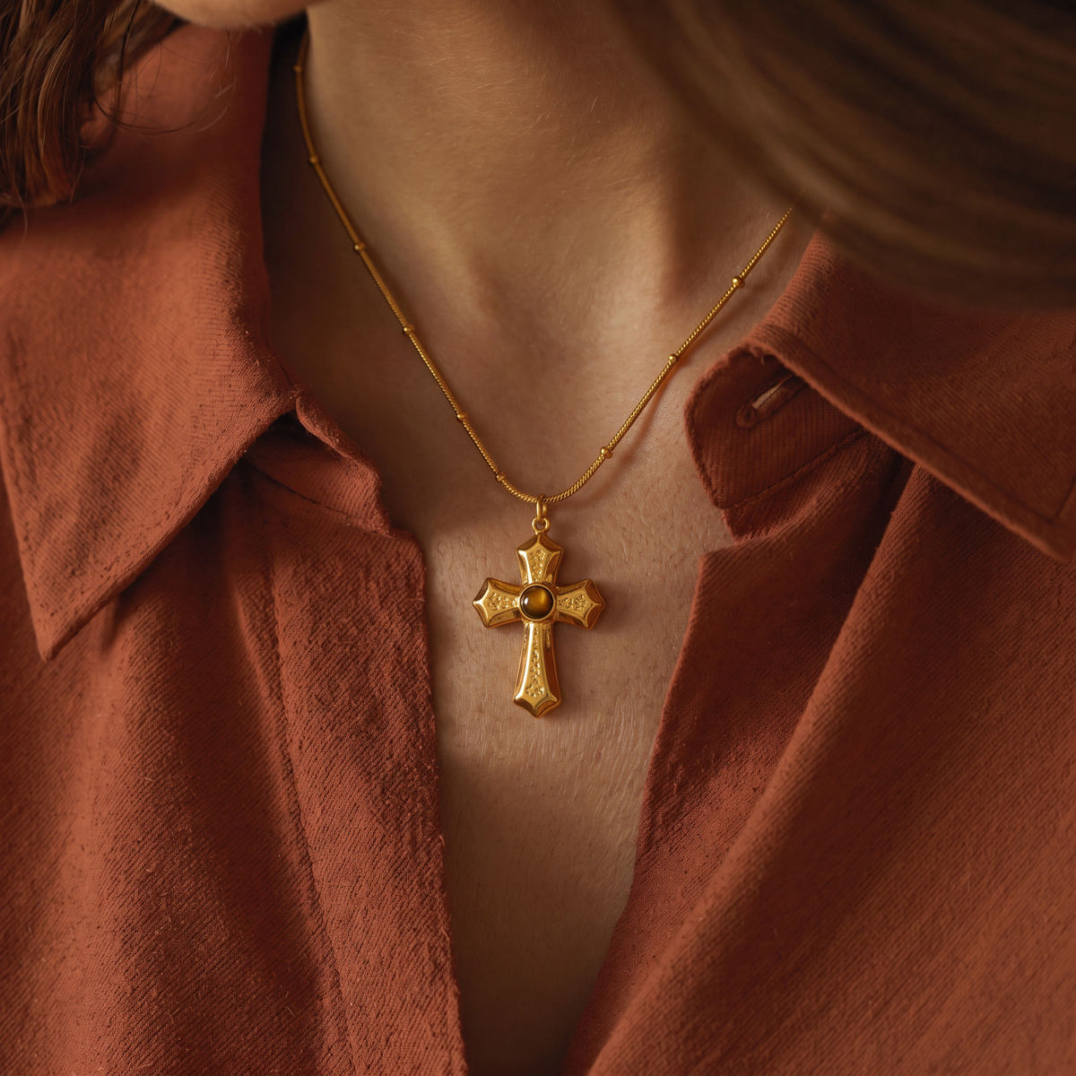 Amber Cross Necklace