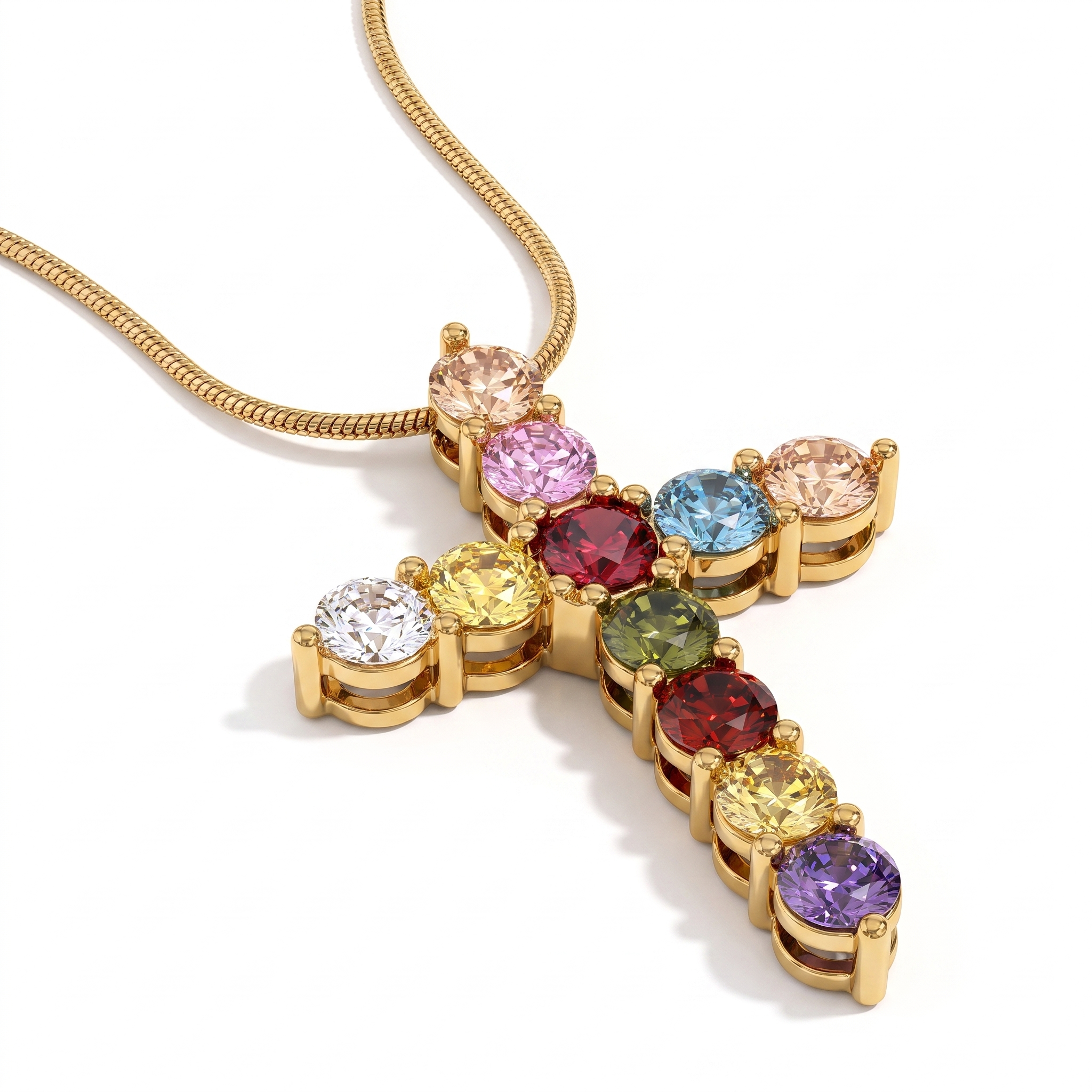 Rainbow Cross Necklace