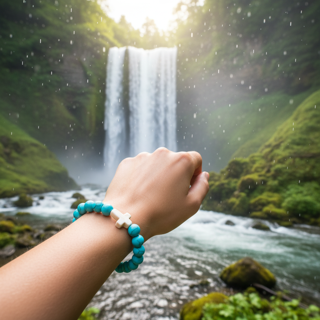 Blue Cross Bracelet
