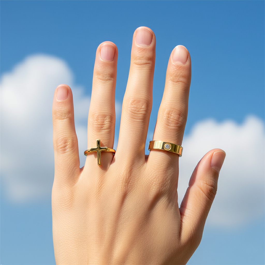 Crystal Cross Ring